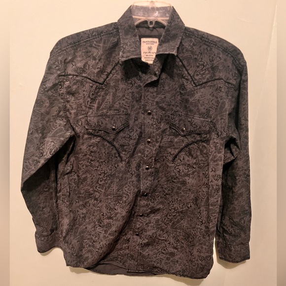 Panhandle Slim -Men’s Medium -Grey & Black Pearl Snap Western Shirt -100% Cotton - Picture 9 of 13